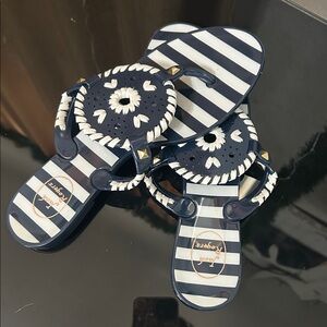 Jack Rogers Navy and White Floral Sandals